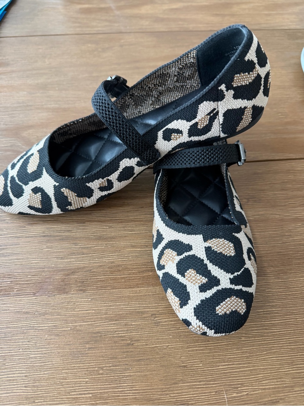 MIA Leopard Print Mary Jane Flats in Black and Beige - Picture 2 of 5